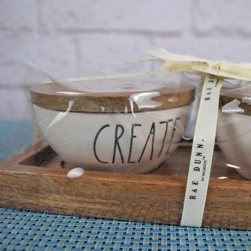 New Rae Dunn 3-PC Bowls & Tray Set Create Inspire